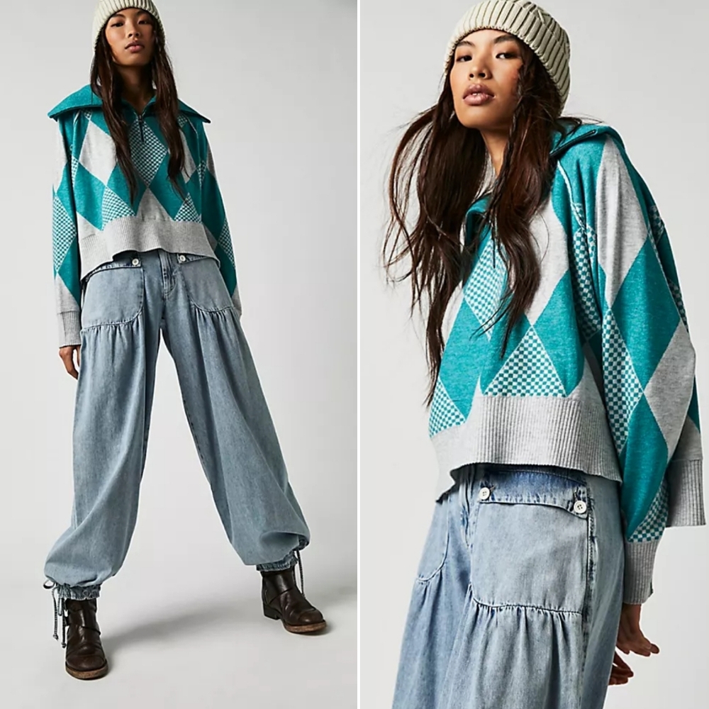 🆕️ Free People Lucy Half Zip Pullover in Maui Grey